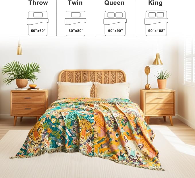 LUTBM Throw Blanket for Bed Couch Sofa Soft Cotton Twin Breathable Summer