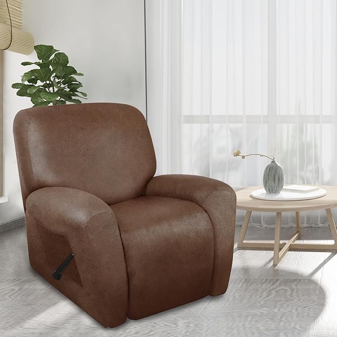 ANARACHON Recliner Chair Covers Leather Like, 4 Pieces Recliner Cover,