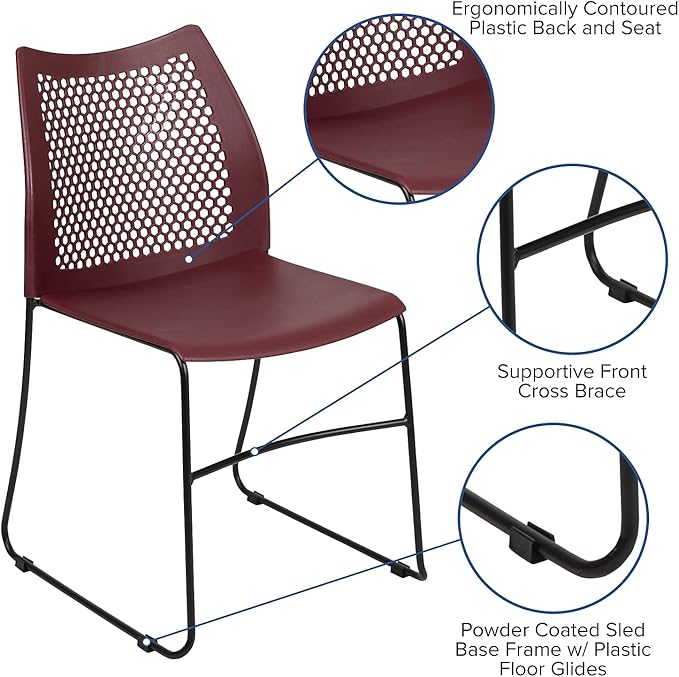 Flash Furniture HERCULES Series 661 lb. Capacity Burgundy Stack Chair