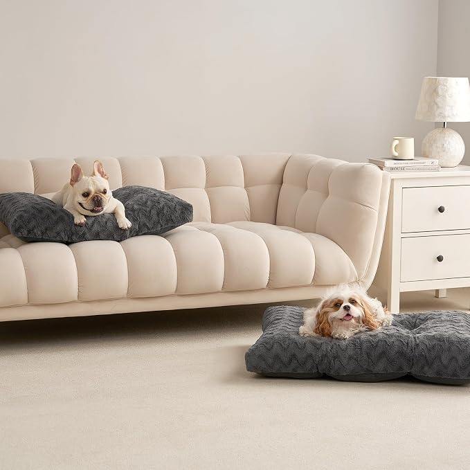 EHEYCIGA Washable XL Dog Bed for Crate 41x27 Inch, Kennel Pad for Extra Large Dogs Up to 65 lbs, Plush and Comfy Pet Sleeping Mat, Charcoal