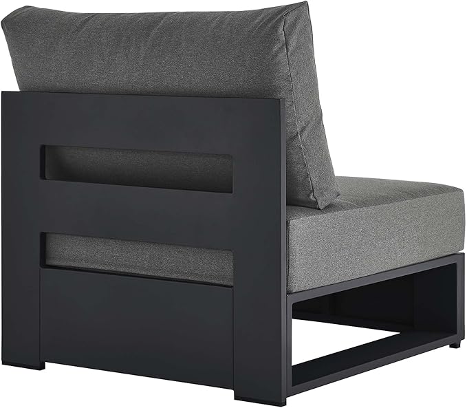Modway Tahoe Aluminum Armless Patio Gray Charcoal Modular Weather-Resistant
