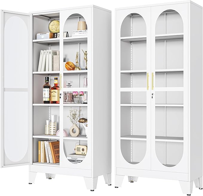 PAOFIN 71" H Locking Display Cabinet