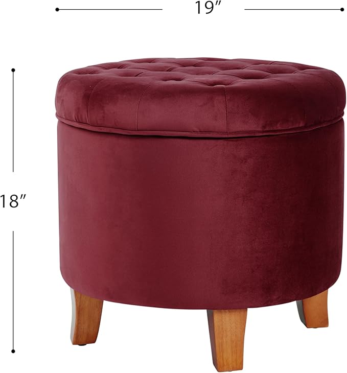 Homepop Home Decor | Upholstered Round Velvet Tufted Foot Rest Ottoman | Ottoman