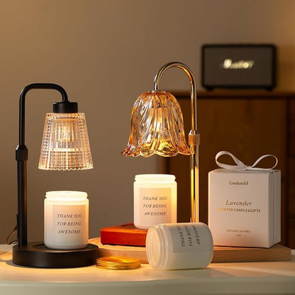 GODONLIF Gold Candle Warmer Lamp with Cycle Timer, Birthday Gifts for Women Mom Her, House Warming Gifts New Home Room Decor, Wax Melt Warmer for Jar Candles with 2 Bulbs