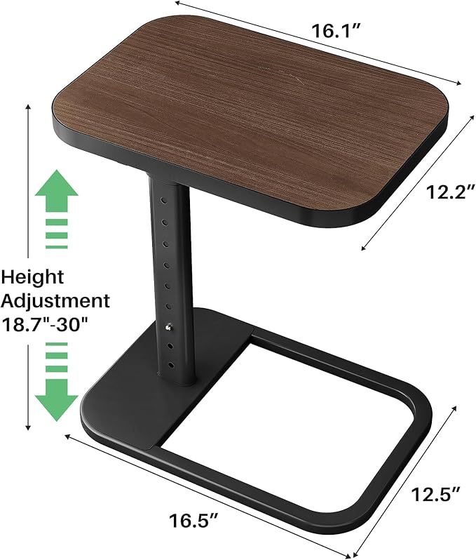Kitstorack TV Tray Table, Adjustable Height & Rounded Metal Corners, Snack Table