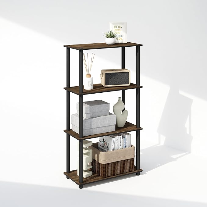 Furinno Turn-N-Tube Book Shelf, 4-Tier Bookshelf, Bookcase