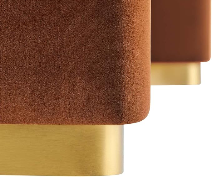 Modway EEI-6735-BRA-RUS Koda Performance Velvet Waterfall Ottoman, Brass Rust