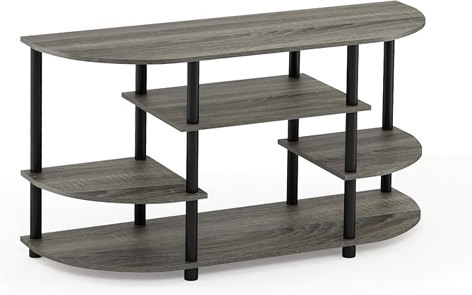 Furinno JAYA Simple Design Corner TV Stand, French Oak Grey/Black, 42.04 x