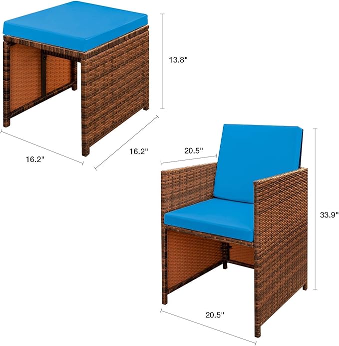 Devoko 4 Pieces Patio Wicker Furniture Set Outdoor Patio Chairs