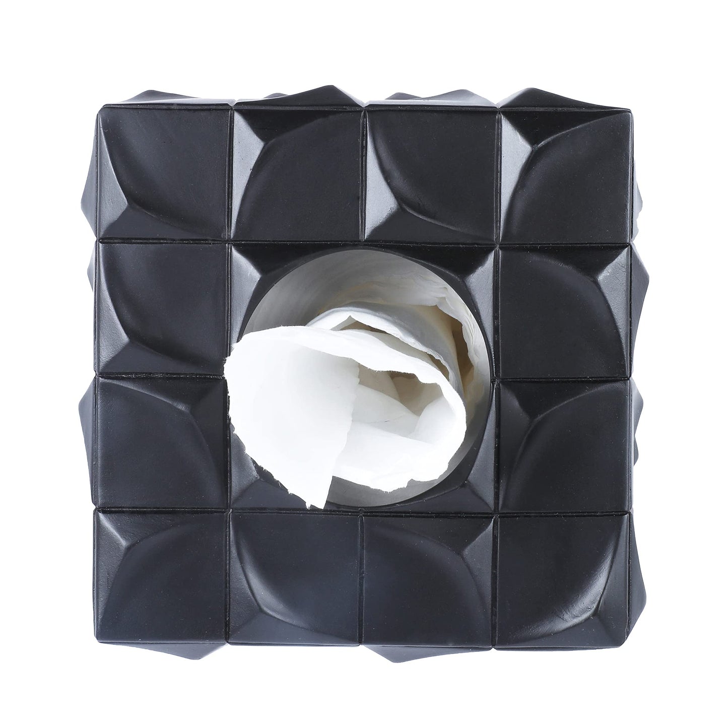 Hymmah Modern Square Tissue Box Cover Holder,Bathroom Accessories Decor Unique Design Tissue Box Cover for Bathroom Vanity Counter Tops Also Great for Bedrooms and Living Rooms