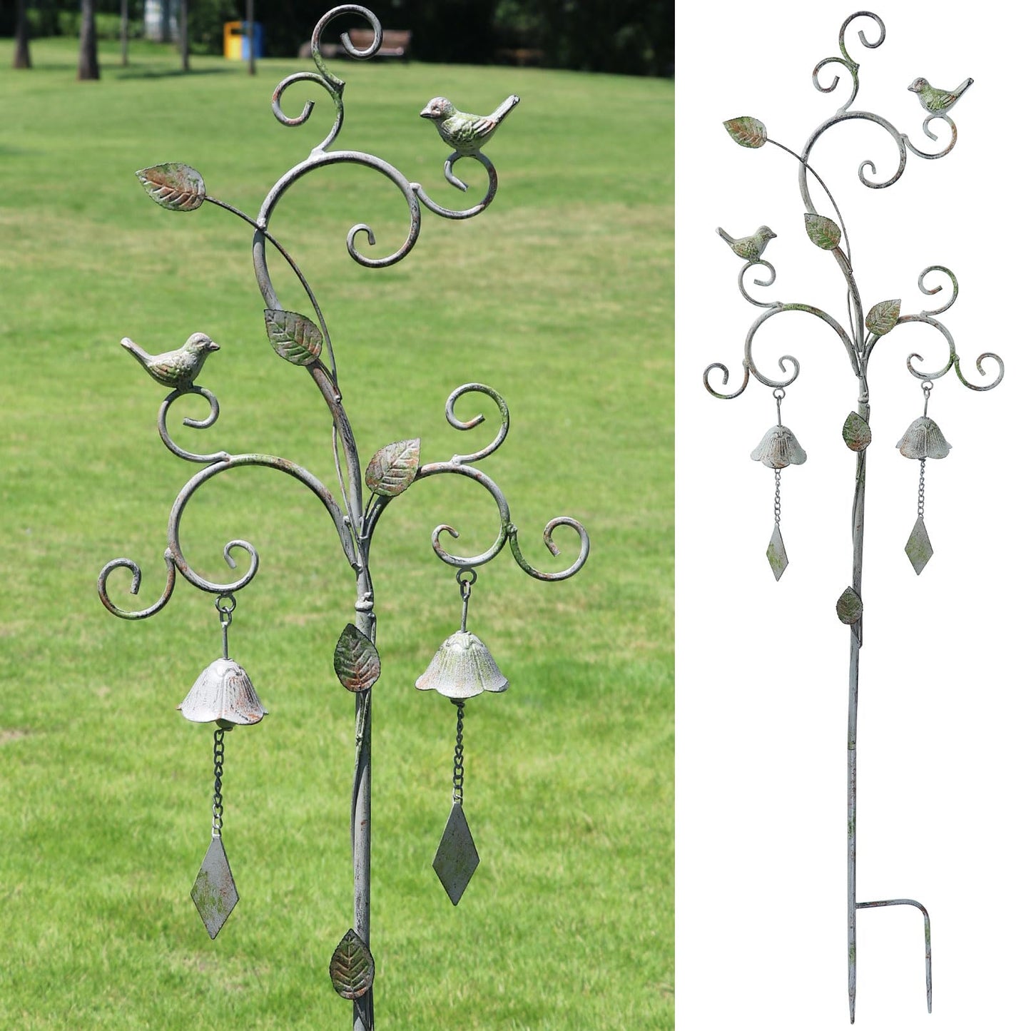 Decorative Garden Stakes for Outside,Metal Outdoor Garden Decor with Bells