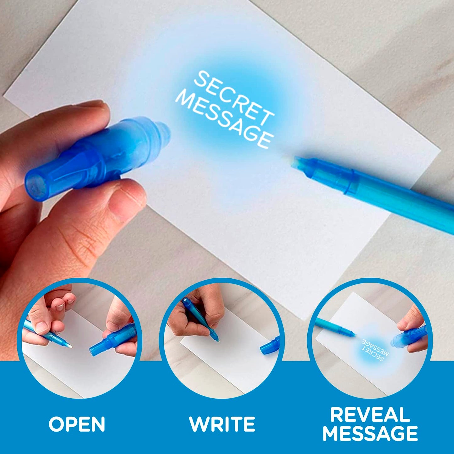 Personalized Invisible Disappearing Ink Pen Marker Pack, Custom Secret Spy Message Writer with UV Light, Fun for Kids Party Favors Gifts and Stock Stuffers, 24 Pack, Yellow
