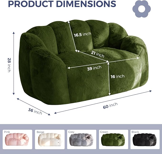 MAXYOYO Bean Bag Chair for Adults, Loveseat Floral Shaped Bean Bag Sofa