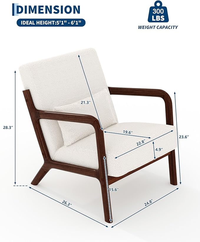 Garvee Mid-Century Accent Chair Set of 2, Sherpa Upholstery, Cozy Reading Chair