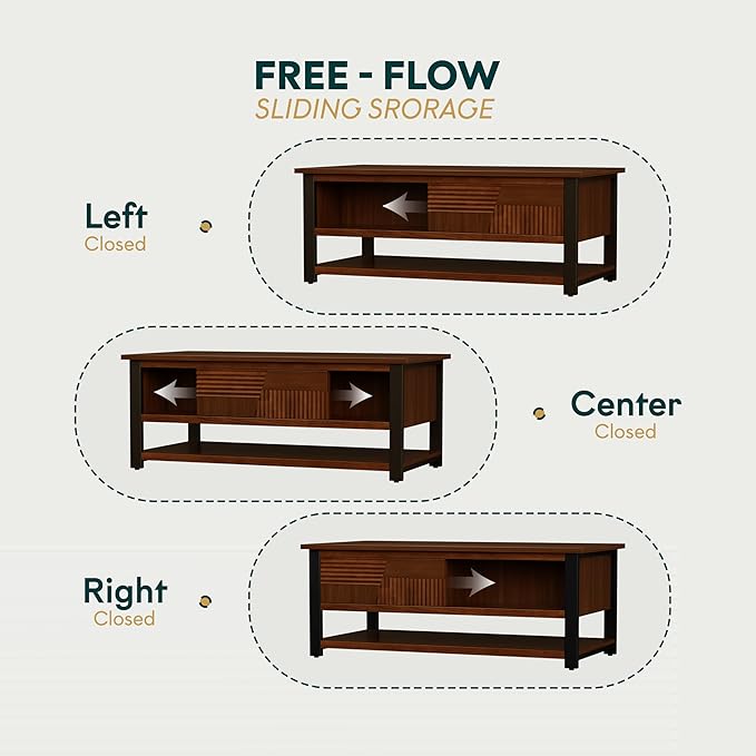 Bme Trapeze Coffee Table for Living Room – Modern Wooden Center Table