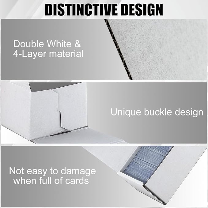 Trading Card Storage Box, 30-Pack 1100 Count White Corrugated Cardboard Bulk Sports Storage Box for TCG/Magic/Mtg Basketball Cards, Collectible Trading Cards