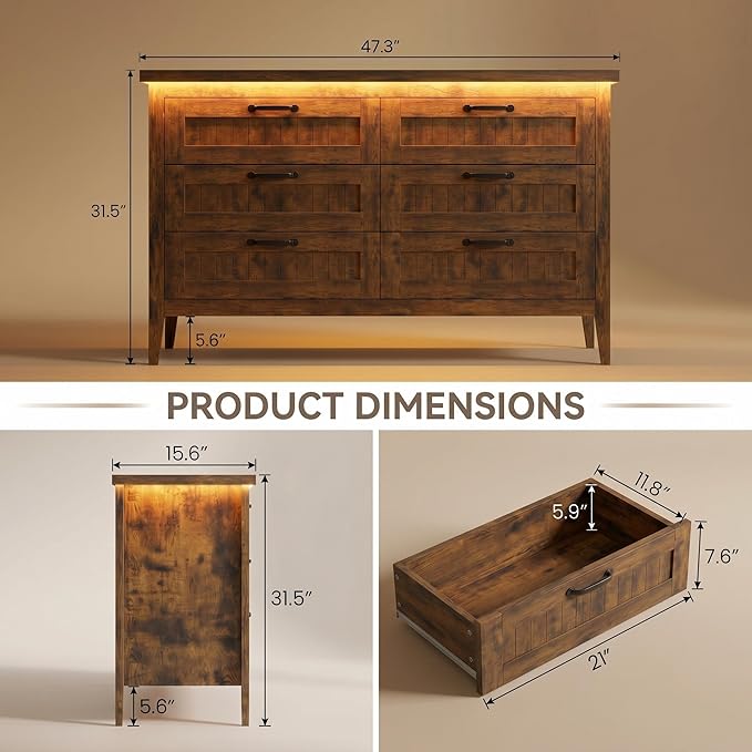 GarveeLife 6 Drawer Dresser