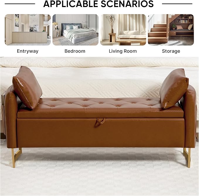 48" End of Bed Bench, Modern Storage Benches