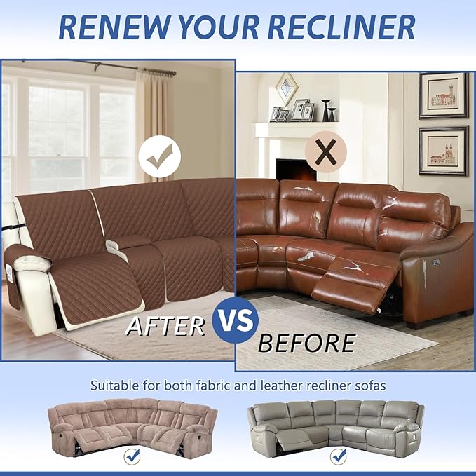 Arfntevss Recliner Sectional Couch Covers 1OO% Waterproof L Shape Sofa Cover