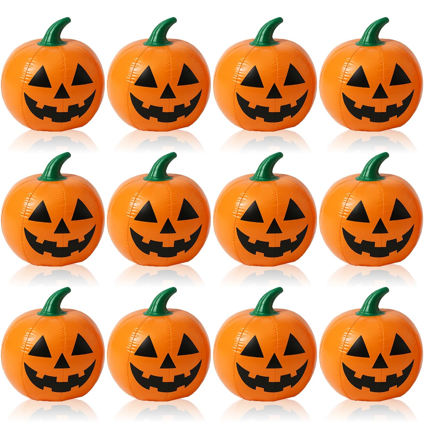 Vertintong 12 Pcs Halloween Pumpkin Beach Balls Inflatable Decorations 14 Inches Plastic Jack O Lantern Party Decoration Inflatable for Halloween Yard, Garden, and Lawn