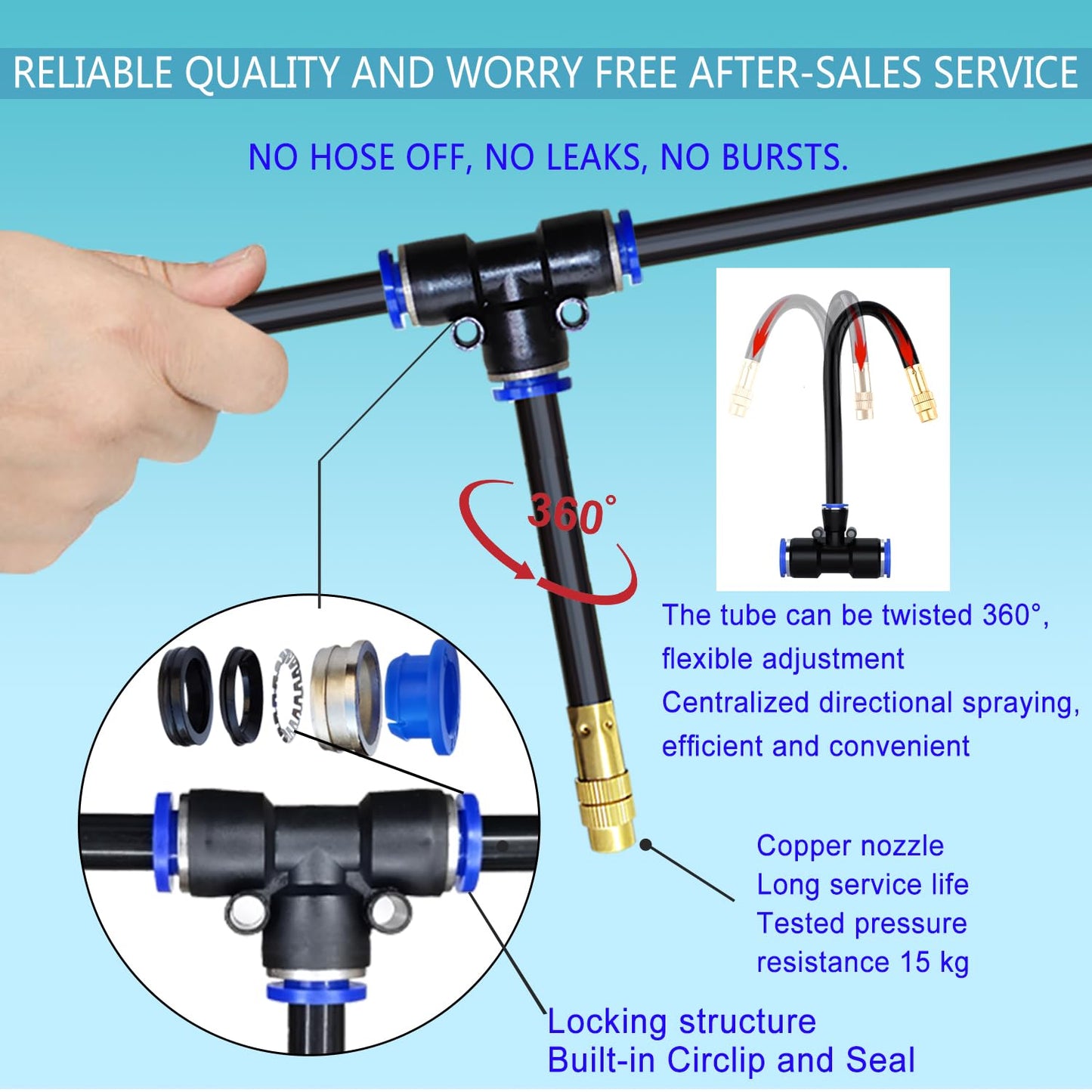 65Ft 12mm Greenhouse Drip Irrigation Kit Automatic Irrigation System 360° Adjustable 20 Brass Spray Nozzles Irrigation Tubing Hose Patio Misting Plant Watering with Blank Distribution Tubing Hose