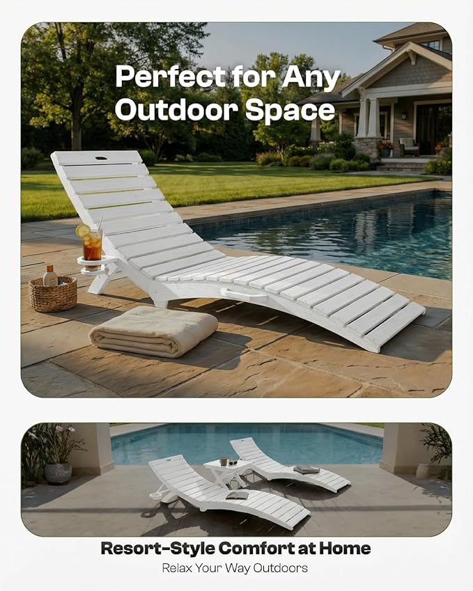 Folding HDPE Outdoor Chaise Lounge