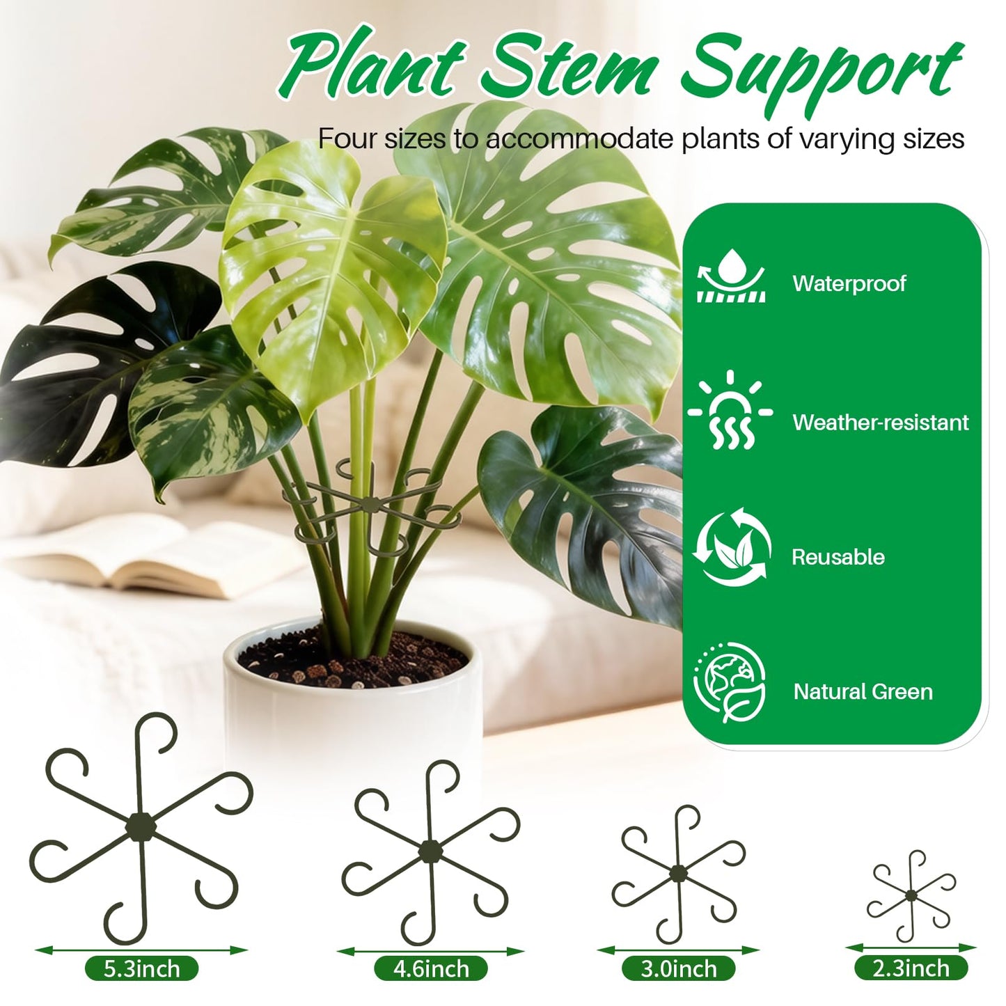 DRAINJH Monstera Plant Support Stakes, 30 Pcs Stackable Plant Support Stakes Sticks Poles for Indoor & Outdoor Plants, Climbing and Potted Plants, Stem Supports, Pothos