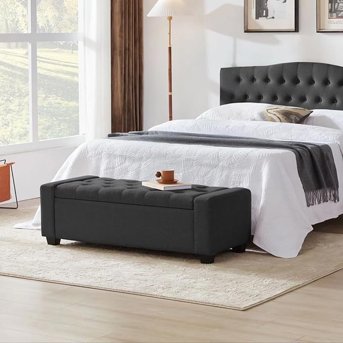 Huatean Home 48" Ottoman with Storage, Storage Ottoman Bench with Safety Hinge