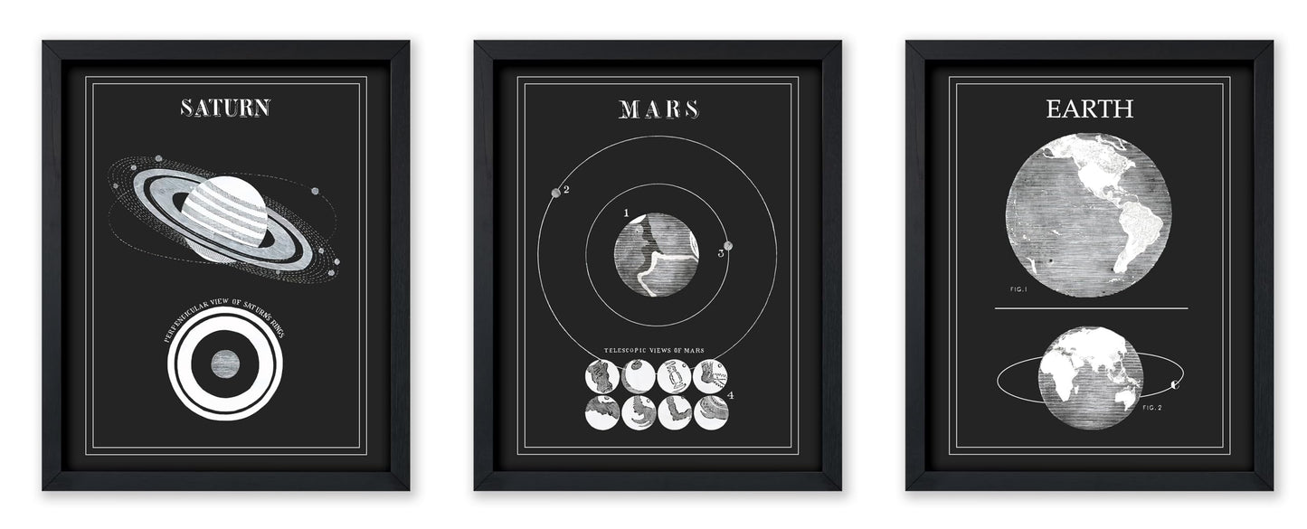 Poster Master 3-Piece Space Wall Art Set, 8x10 Unframed Art Print Posters, Lunar Home Decor, Astrological Room Decoration Poster, Black & White Lunar Design, Gift for Planetary Astrology Fans