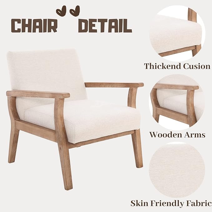Beige Accent Chairs Set of 2