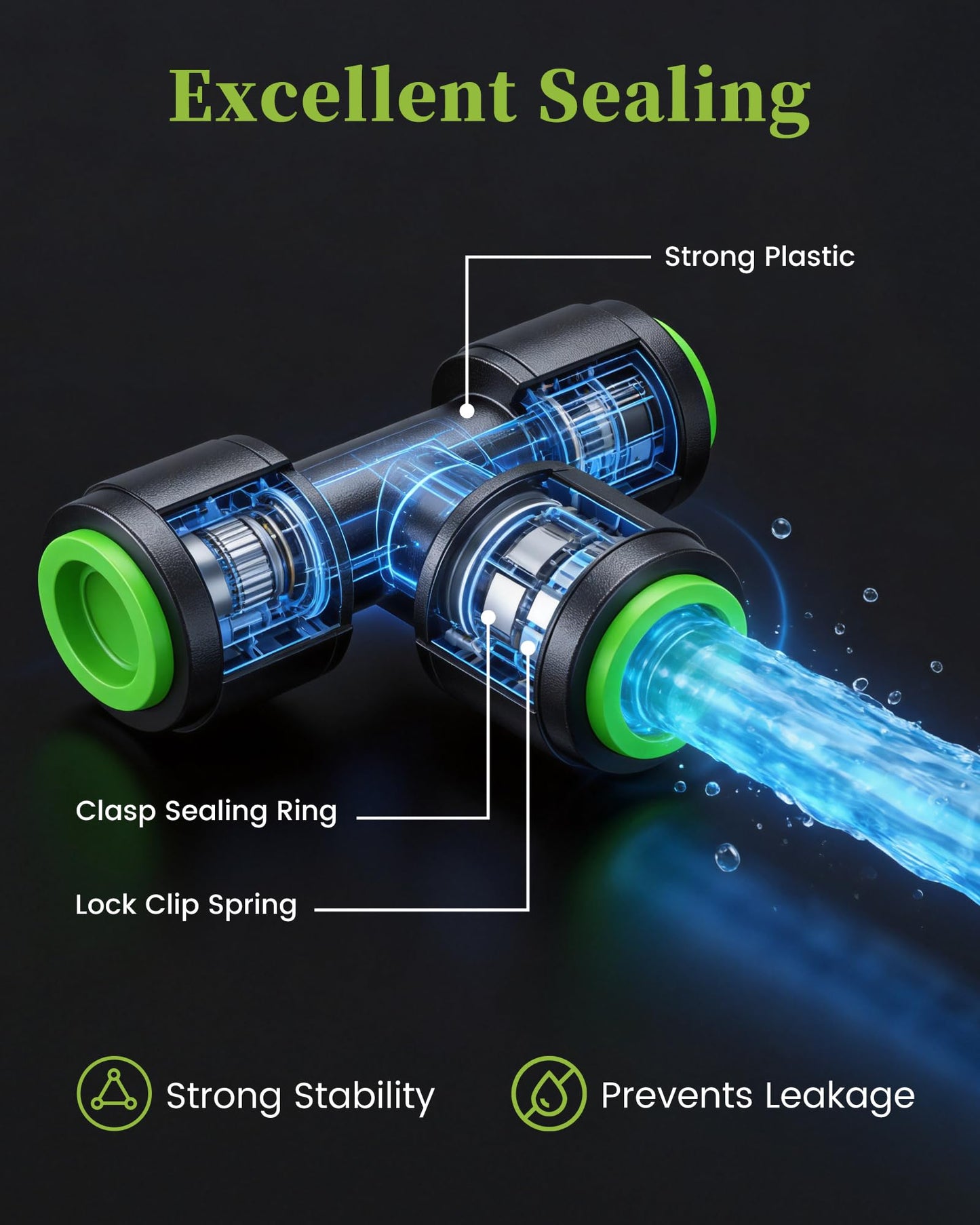 RAINPOINT 50FT Drip Irrigation System, Garden Watering Kit with 15pcs 360°Adjustable Copper Nozzles, Automatic Atomizing Watering Sprinkler System for Greenhouse, Lawn, Raised Beds, Outdoor Plants