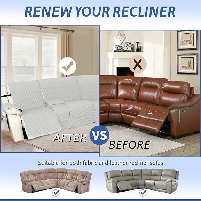 Arfntevss Recliner Sectional Couch Covers 1OO% Waterproof L Shape Sofa Cover