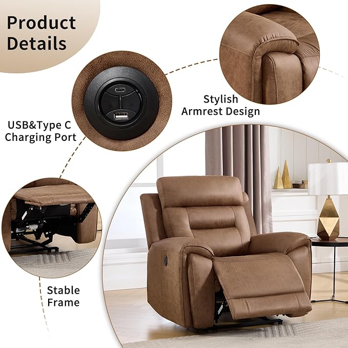 ANJ Power Oversized Reclining Sofa Couch Set of 2, Breathable Faux Leather