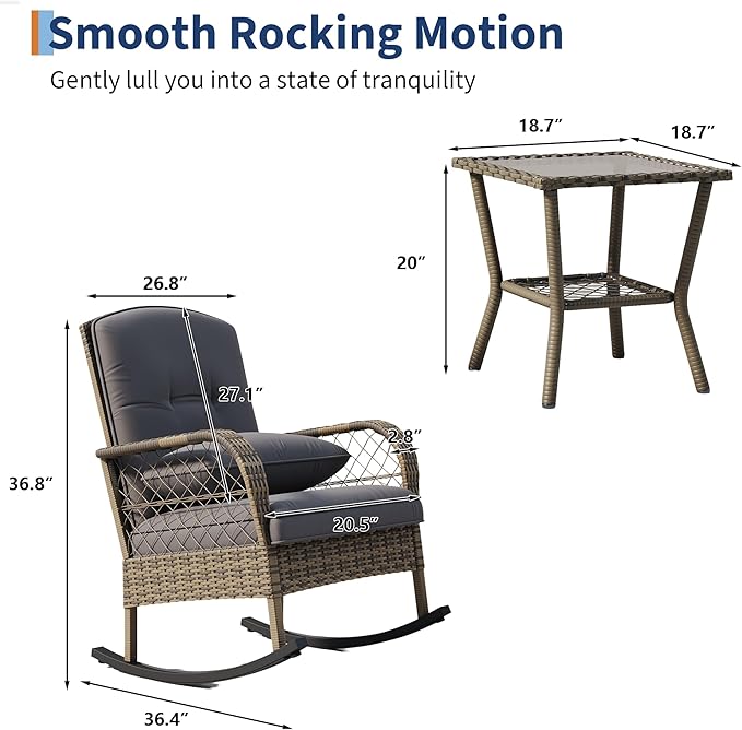 Outdoor Wicker Rocking Chair, Patio Rattan Rocker Chair