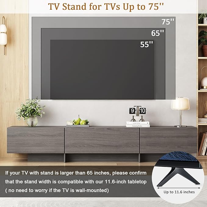 76.4'' Modern TV Stand for Living Room, Mid Century Modern TV Console,