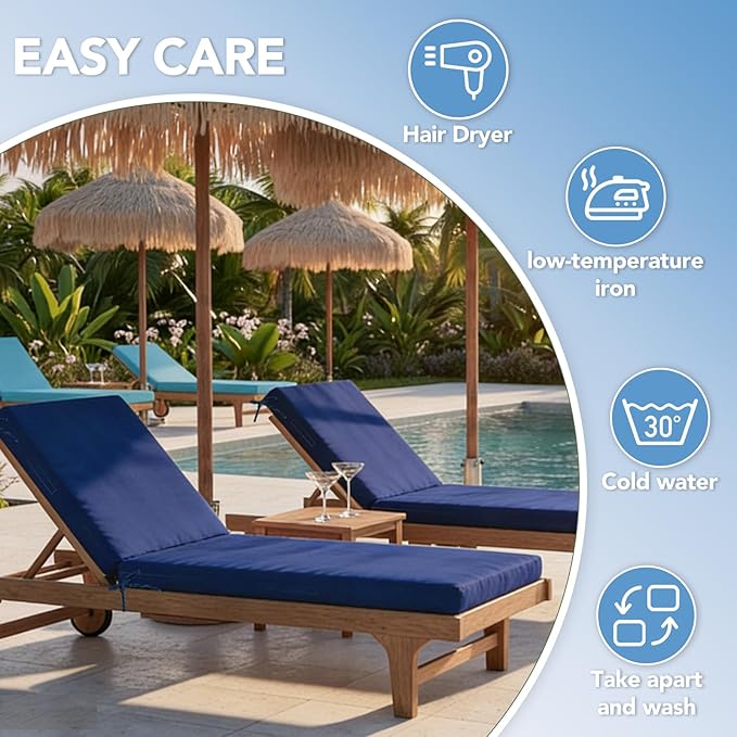 L'AGRATY Outdoor Lounge Chaise Cushion: 72x21x3 Inch Waterproof Lounge Chair