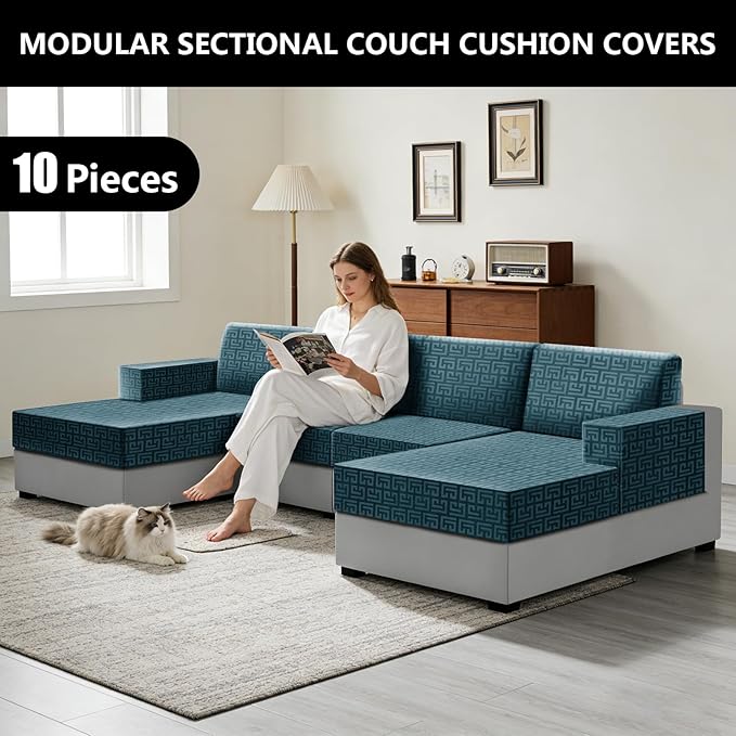 UNBBRRL 10 Pieces Stretch Sofa Cushion Covers