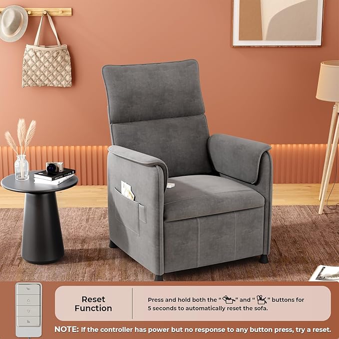 Recliner Chair，Electric Adjustable Chenille Recliner