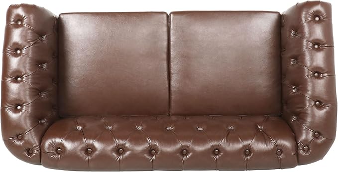 LEVNARY Leather Sofa, Chesterfield Tufted Upholstered 2 Seater Couch, Modern