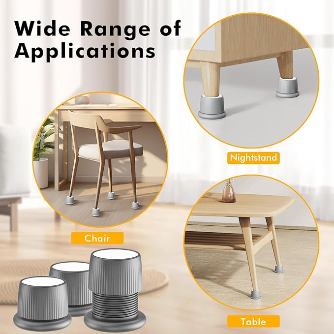 Adjustable Furniture Bed Risers, 1.6-2.6 inch Bed Risers Gray, Durable Plastic