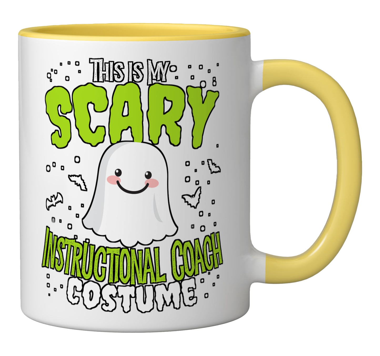 Funny Instructional Coach Halloween Nothing Scares Costume Ceramic Mug, Yellow/White