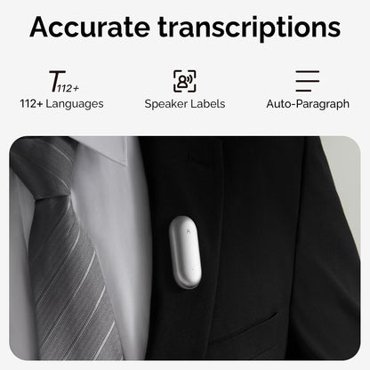 NotePin AI Voice Recorder, Voice Recorder with Additional Charging Set, Transcribe & Summarize with AI Technology, 64GB Memory
