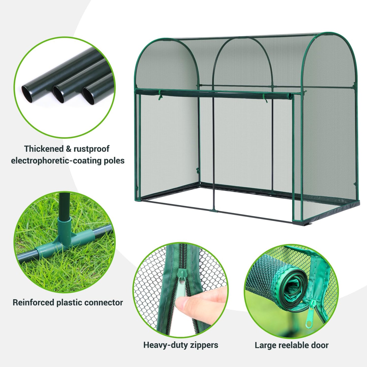 Ohuhu Crop Cages for Garden Plant: 6x3x5 Ft Tent Cage, Plant Netting Cover with Zipper, Garden Bed Cover, Plant Cover from Animal Wind-Resistant Garden Cage for Fruit Vegetable Flower