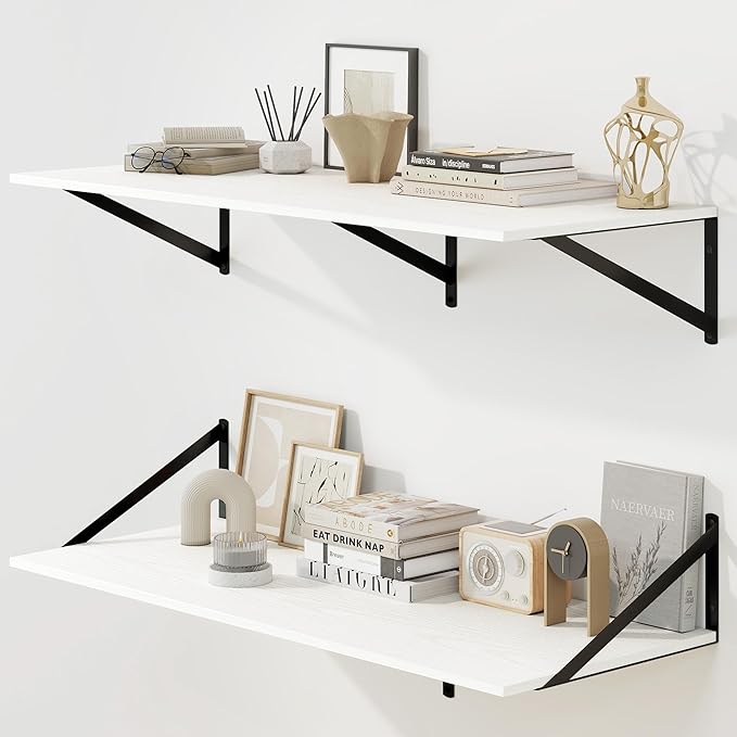 Fun Memories Floating Shelves for Wall, 12 Inch Deep Floating Shelves Set of 2