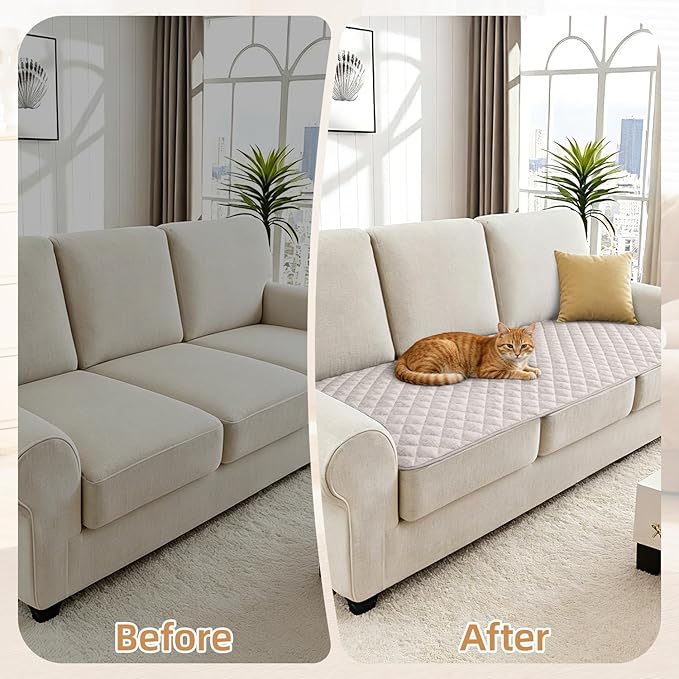 Dog Couch Cover for Sofa 100% Waterproof Faux Linen Sofa Covers for 3 Cushion
