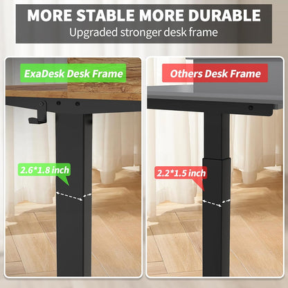 55 x 30 Inch Electric Standing Desk with 2 Drawers, Adjustable Height Widened Stand Up Desk with Storage, Sit to Stand Ergonomic Workstation for Home Office, Light Rustic