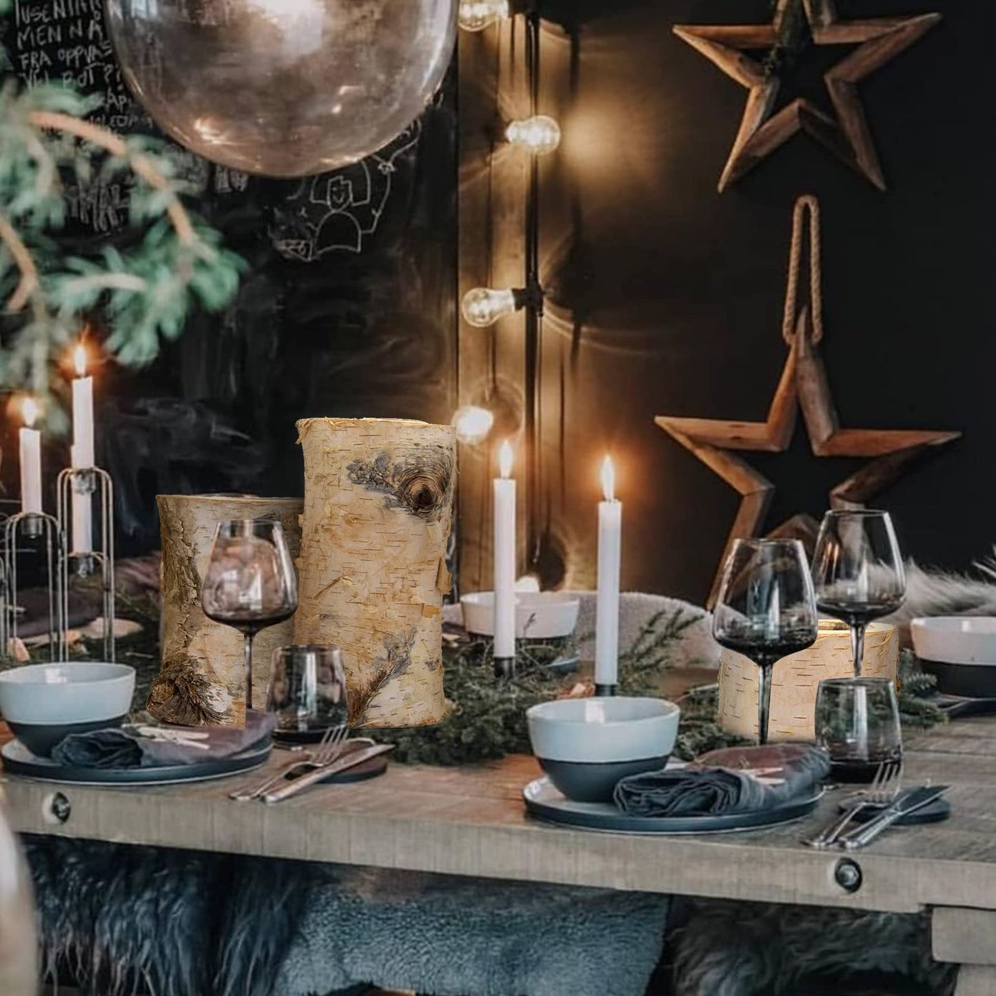 Vkinman 3Pcs Wooden Tea Light Candle Holders, Personalized Birch Wood Votive Tealight Holder for Birthday, Holiday, Party, Wedding, Table Decoration (2in, 4in, 6in)