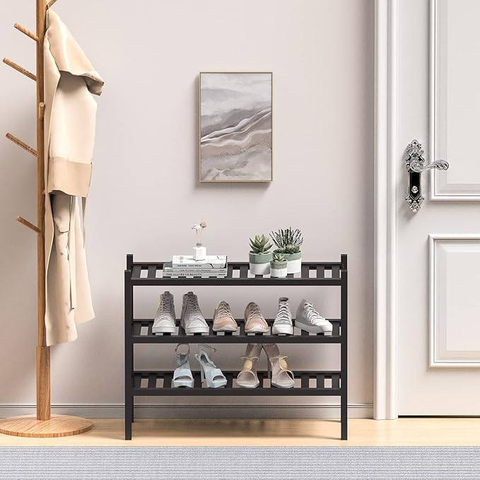 ROMGUAR CRAFT 3 Tier Bamboo Shoe Rack