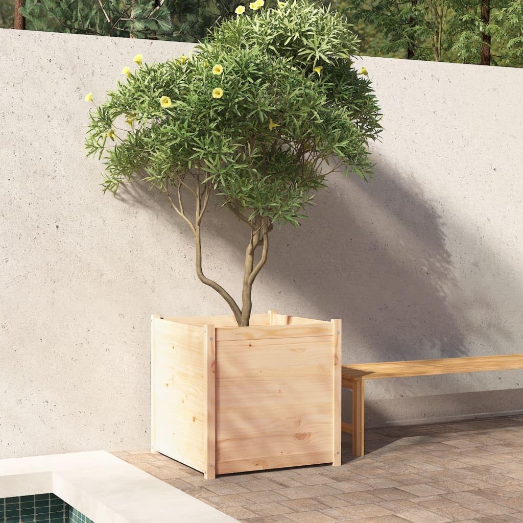 Coespram Solid Pine Large Outdoor Planter 27.6 in Square Rustic Raised Garden Box for Patio Balcony Porch Herb Flower Vegetable Tree