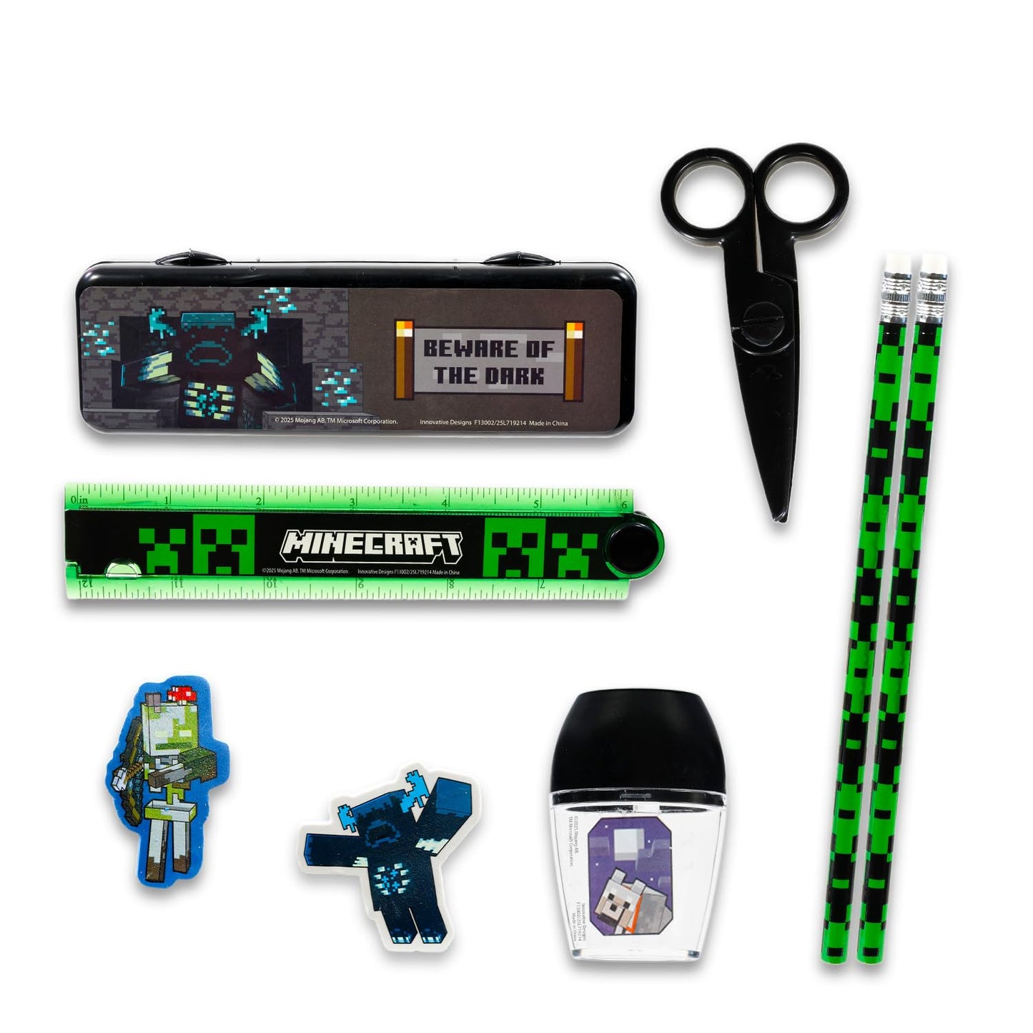 Minecraft Back to School Value Pack Set - Minecraft Folder, Notebook, Erasers, Stickers, and More | Video Game School Supplies Bundle